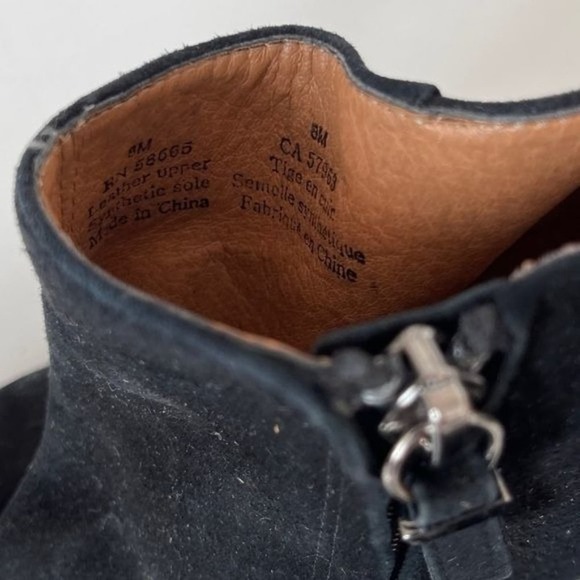 Halogen Wedge Booties Black Suede Zip Sides Selbi Almond Toe Shoes Size 8 M - Picture 5 of 11